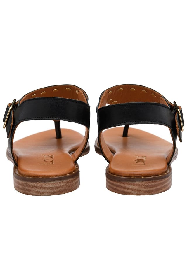 Lotus Lotus Women's 'Juanita' Leather Toe-Post Sandals in Black - 3