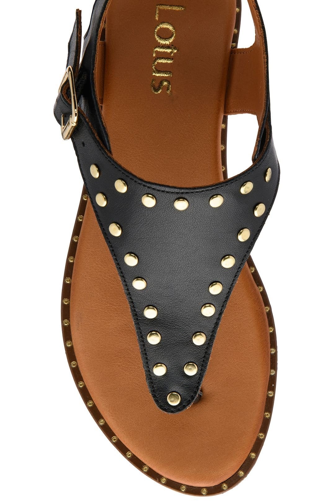 Lotus Lotus Women's 'Juanita' Leather Toe-Post Sandals in Black - 4
