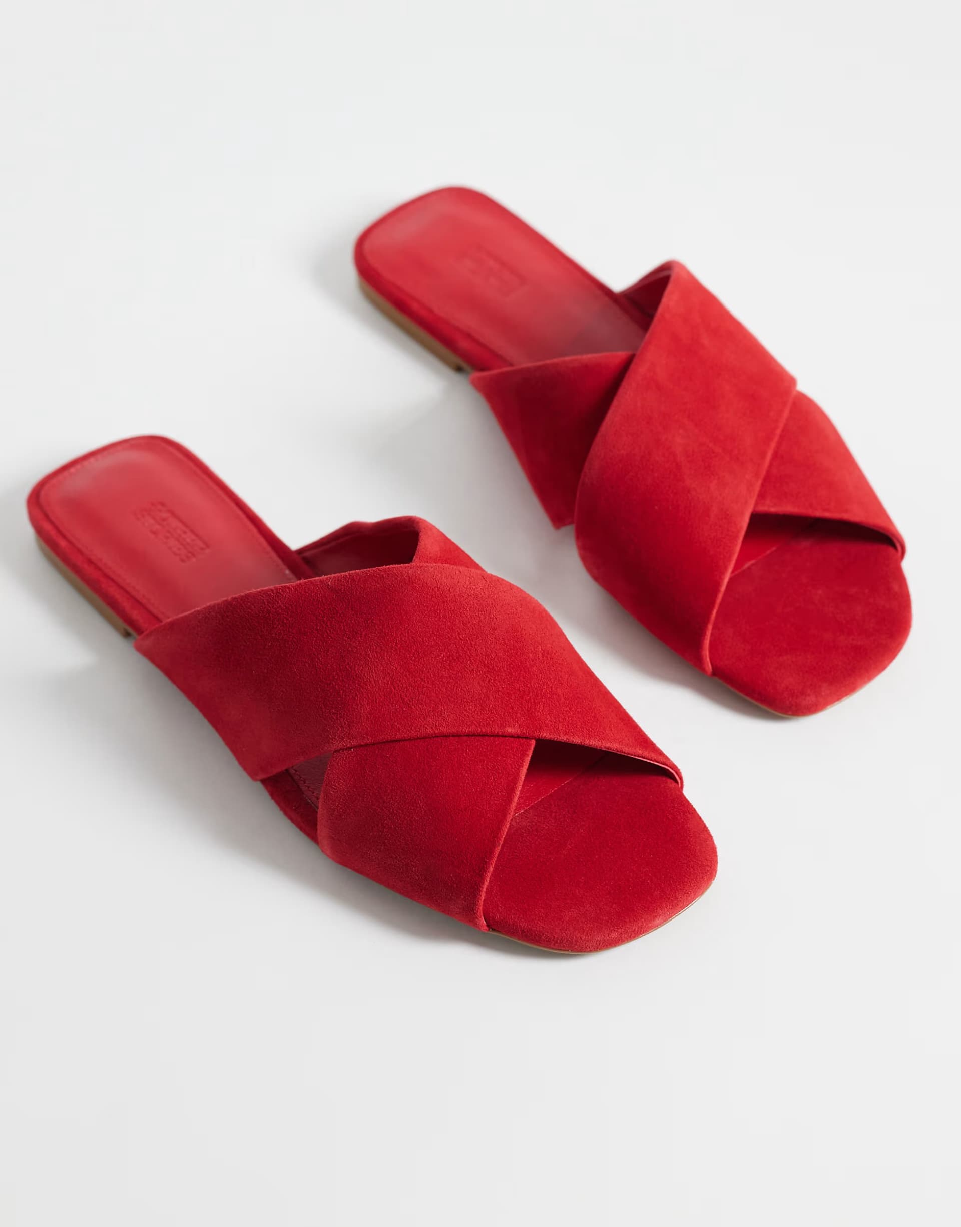 ASOS & Other Stories pure leather flat criss cross sandal in red