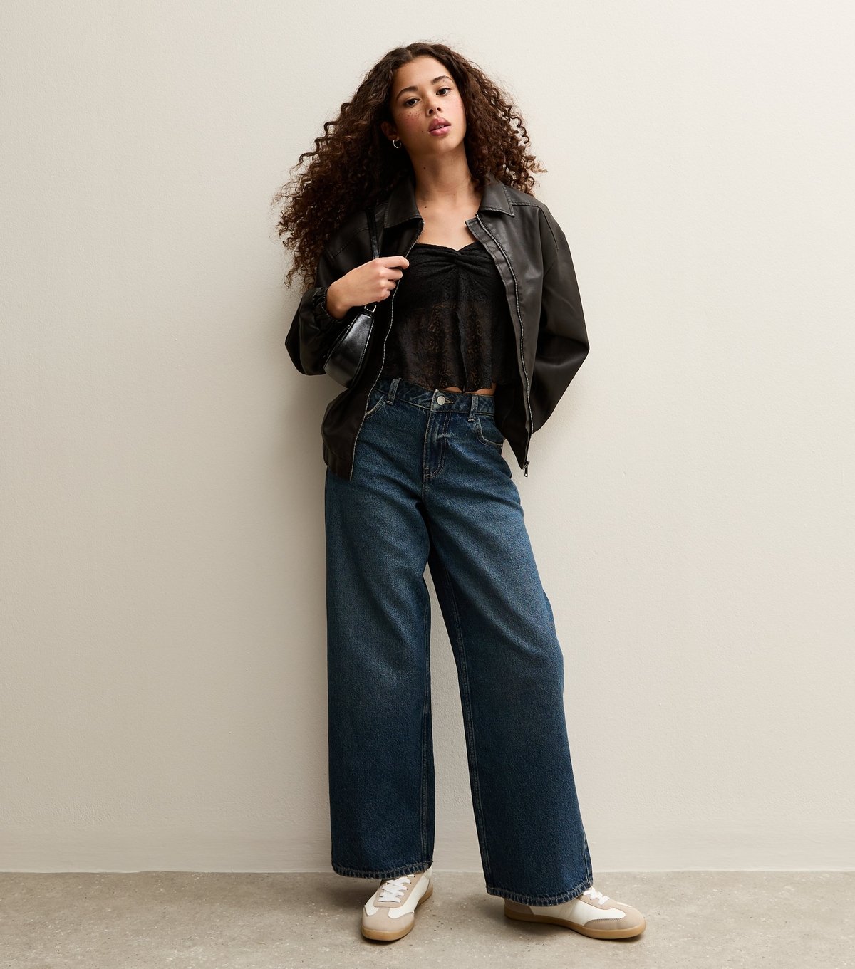 New Look Girls' Black Twisted Front Lace Cami Top New Look - 3