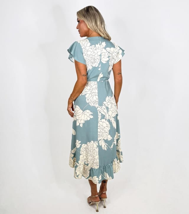 AX Paris Women's Mint Green Floral Wrap Midi Dress AX Paris New Look - 3
