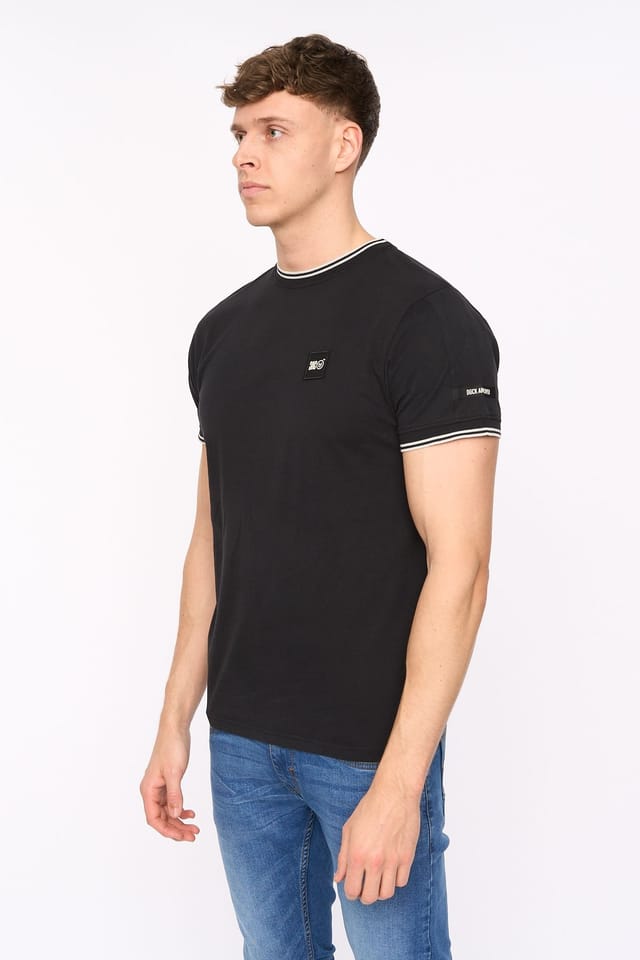 Duck&Cover Duck&Cover Men's Wrentham Premium T-Shirt with Contrast Ribbing in Black - 2