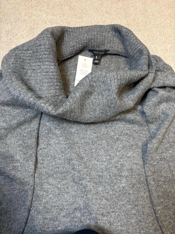 New Look New look - off-the-shoulder knit dress – size l – grey