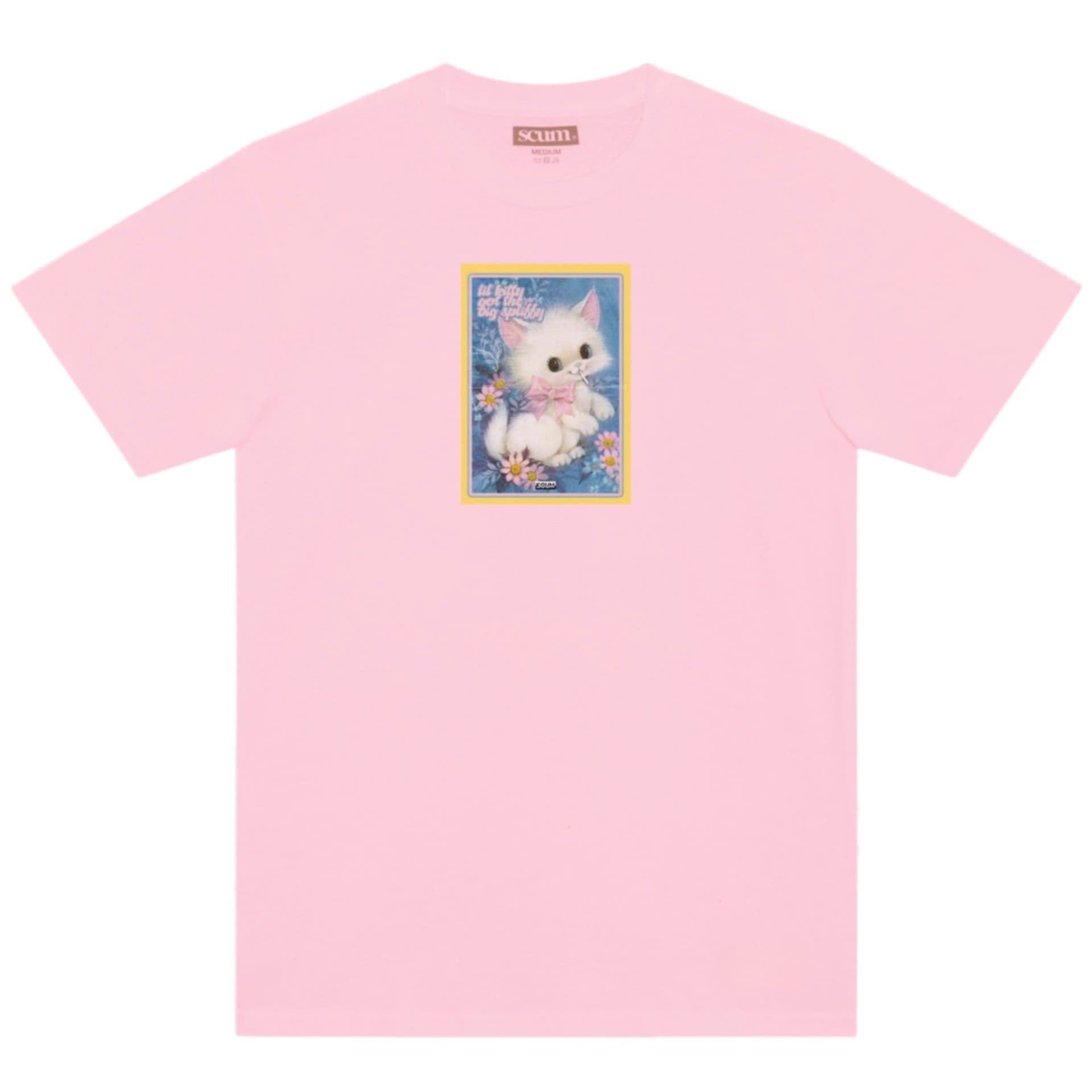 Scum Scum Men's Kitty Got A Big Spliffy T-Shirt in Pink