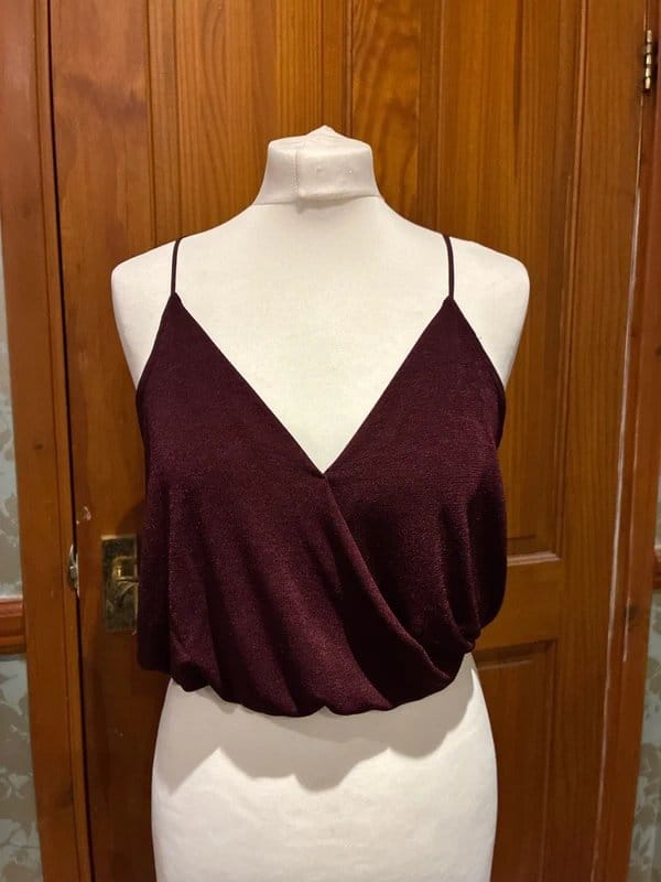 Bershka burgundy wrap front cami top - 1