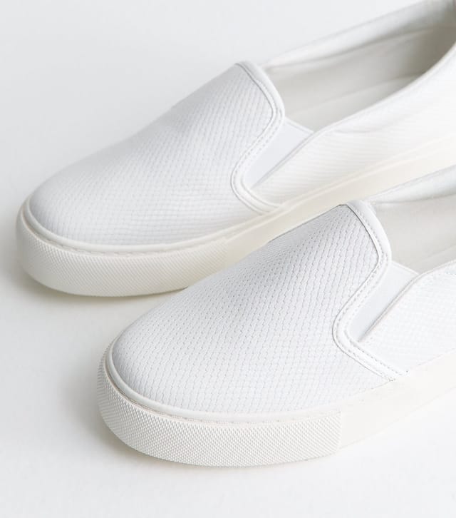 New Look Women's White Faux Leather Slip On Trainers Vegan New Look - 3