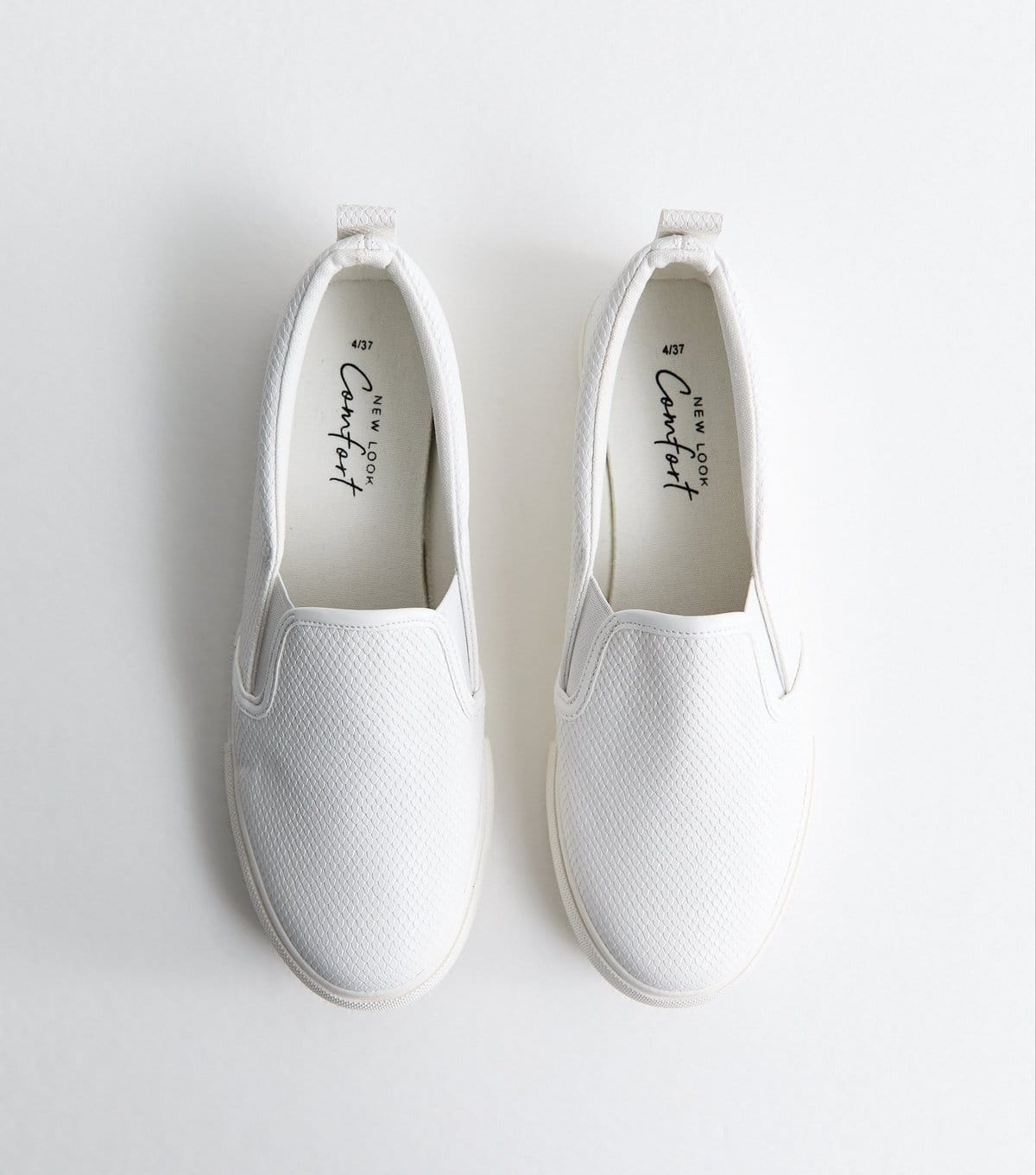 New Look Women's White Faux Leather Slip On Trainers Vegan New Look - 4