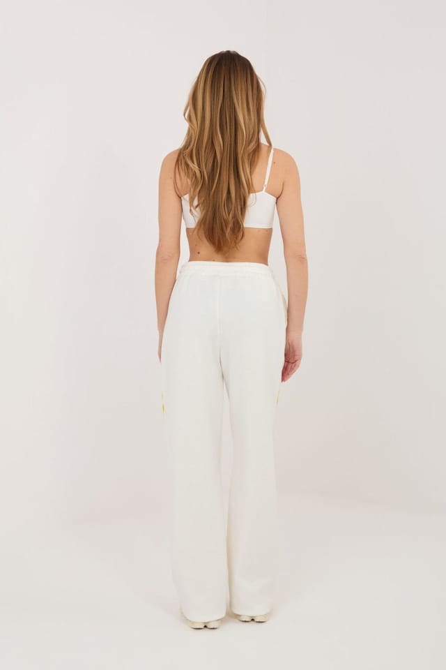 Love Lace Love Lace Women's High Waist Track Pants with Side Pockets in White - 3