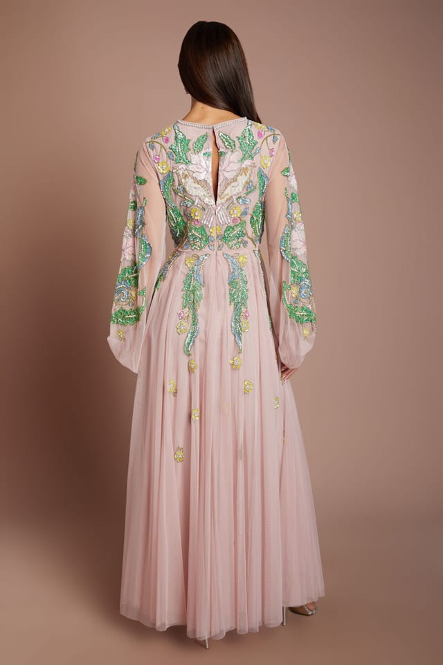 Coast Coast Women's Long Sleeve Embellished Maxi Dress in Pink - 3