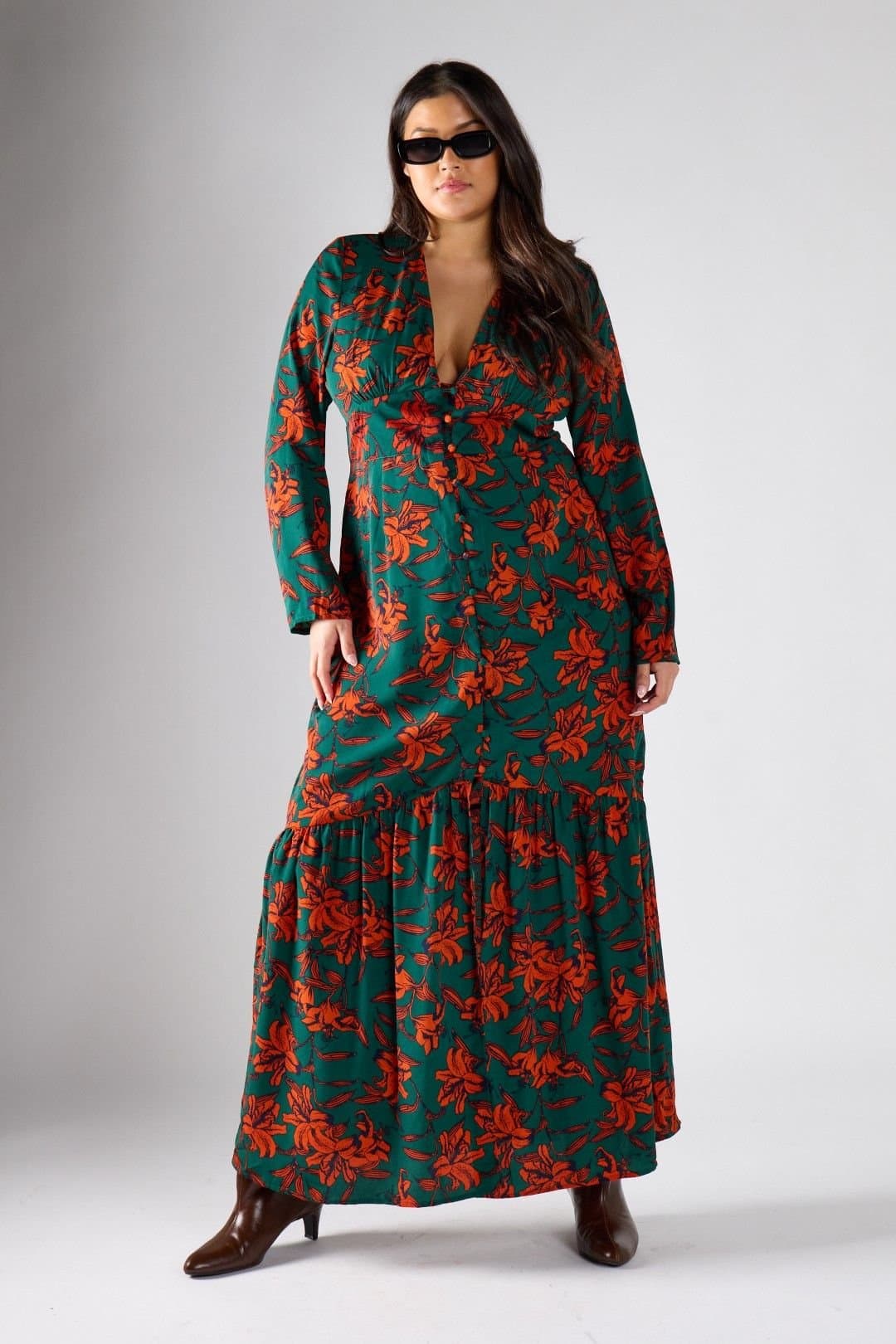 Shnoo Shnoo Women's Floral Print Long-Sleeve Maxi Dress