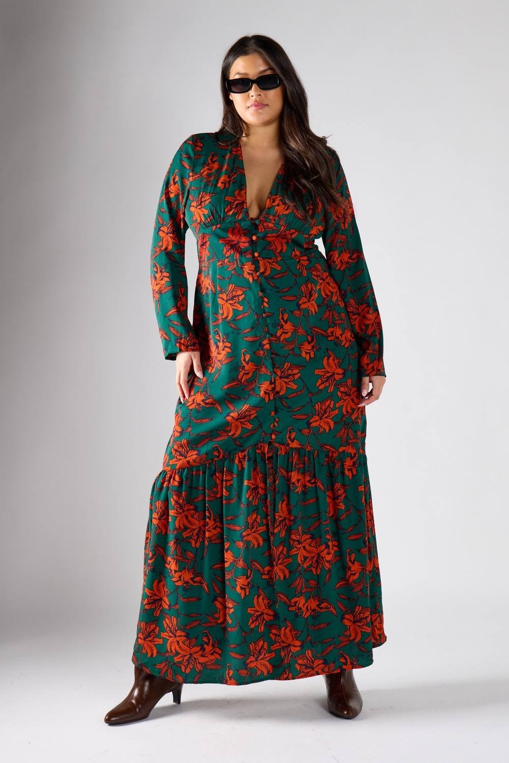 Shnoo Shnoo Women's Floral Print Long-Sleeve Maxi Dress - 2