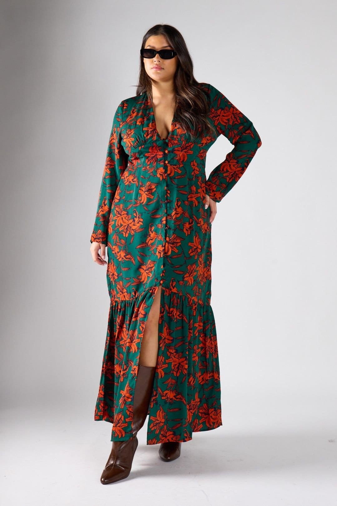 Shnoo Shnoo Women's Floral Print Long-Sleeve Maxi Dress - 4