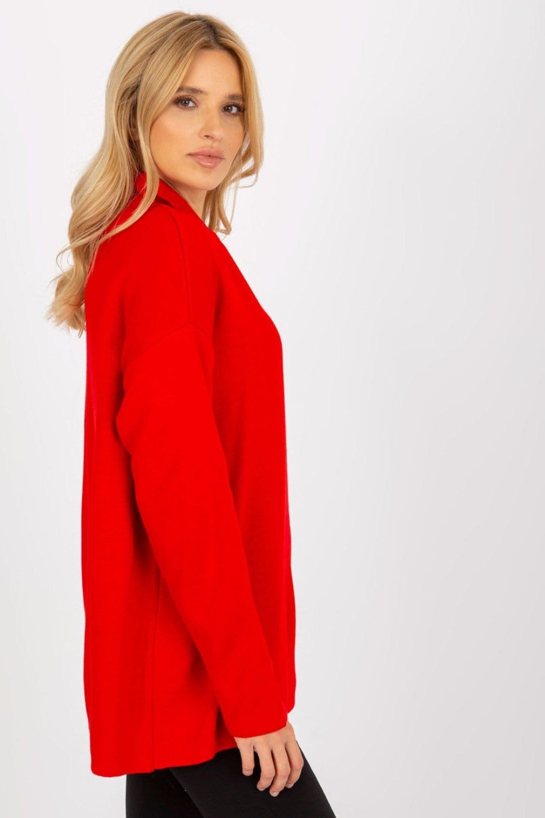 Love Lace Love Lace Women's Heart Neck Loose Fit Long Sleeve Sweater Style 175727 in Red - 4