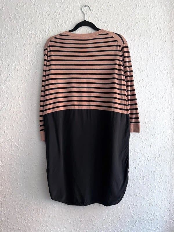 COS Women’s COS Pink Black Stripe Cotton Silk Button Front Midi Dress Size M