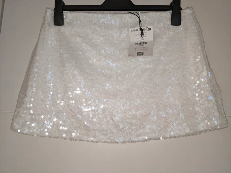 Bershka Bershka- White Sequin mini skirt skort