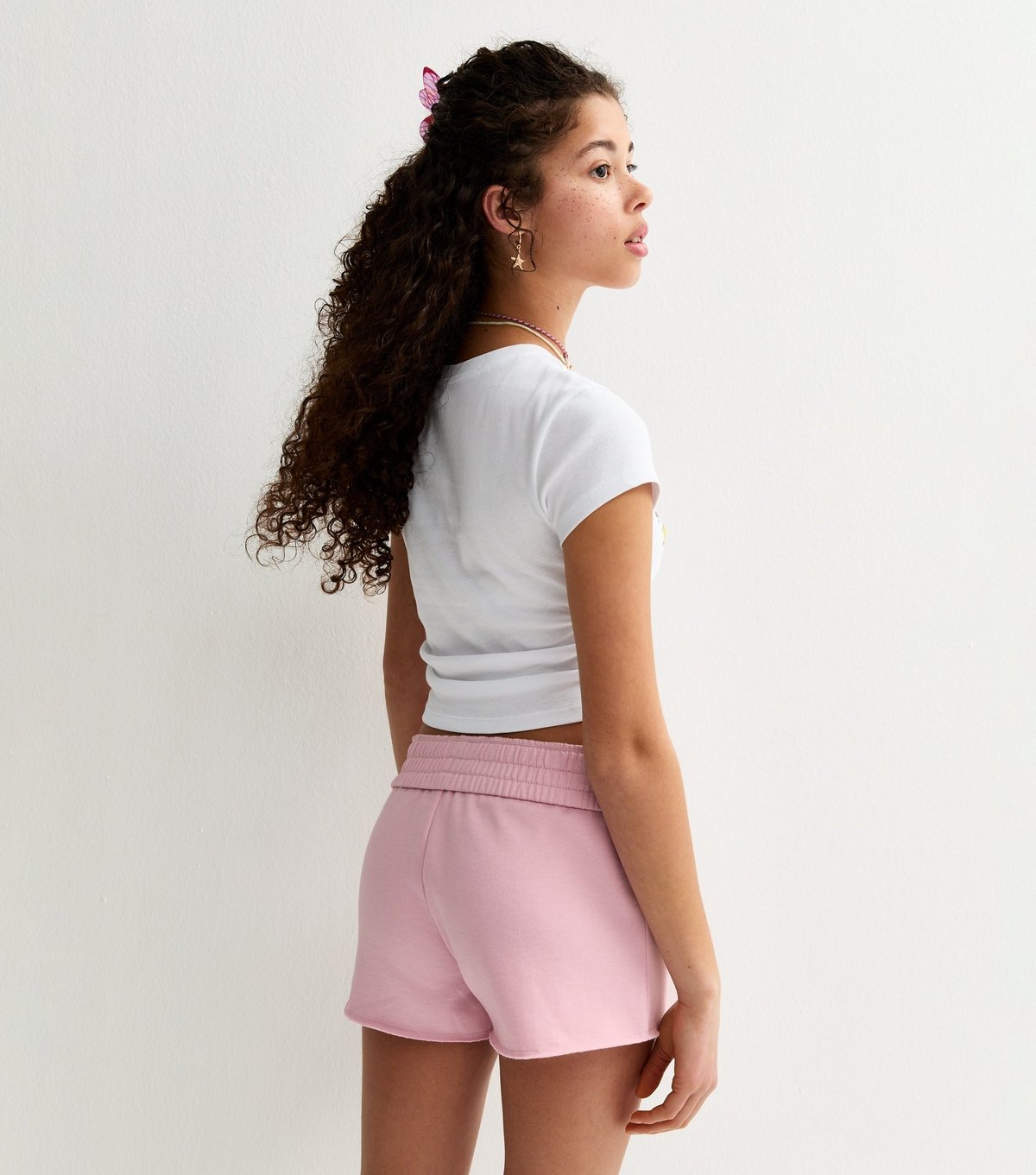 New Look Girls' Pink 89 Print Fold Over Waistband Shorts New Look - 4