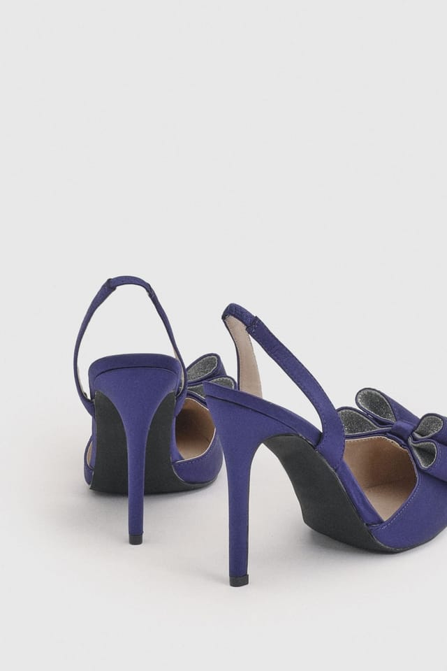 Coast Coast Women's Wide Fit Tamara Satin Bow Sling Back Stiletto Court Shoes in Bright Blue - 2