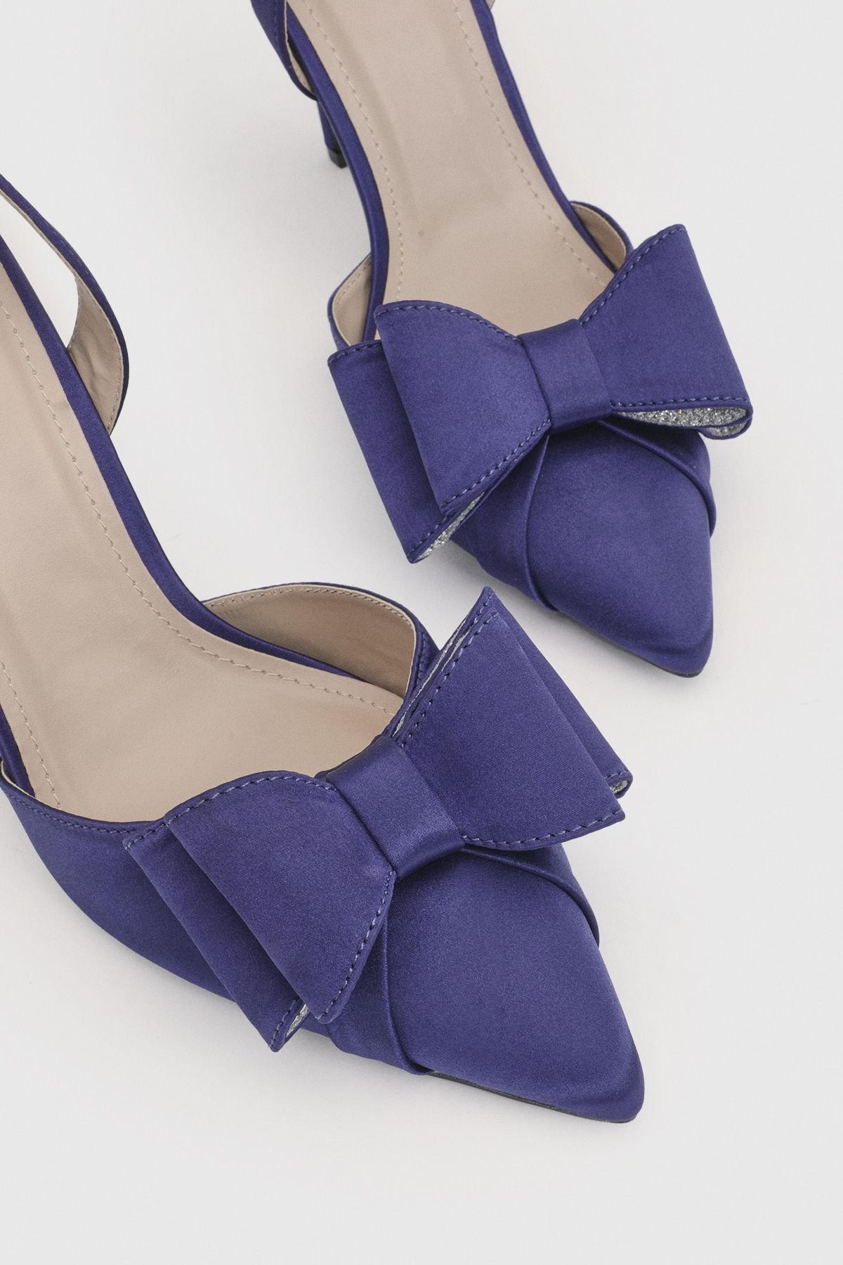 Coast Coast Women's Wide Fit Tamara Satin Bow Sling Back Stiletto Court Shoes in Bright Blue - 3