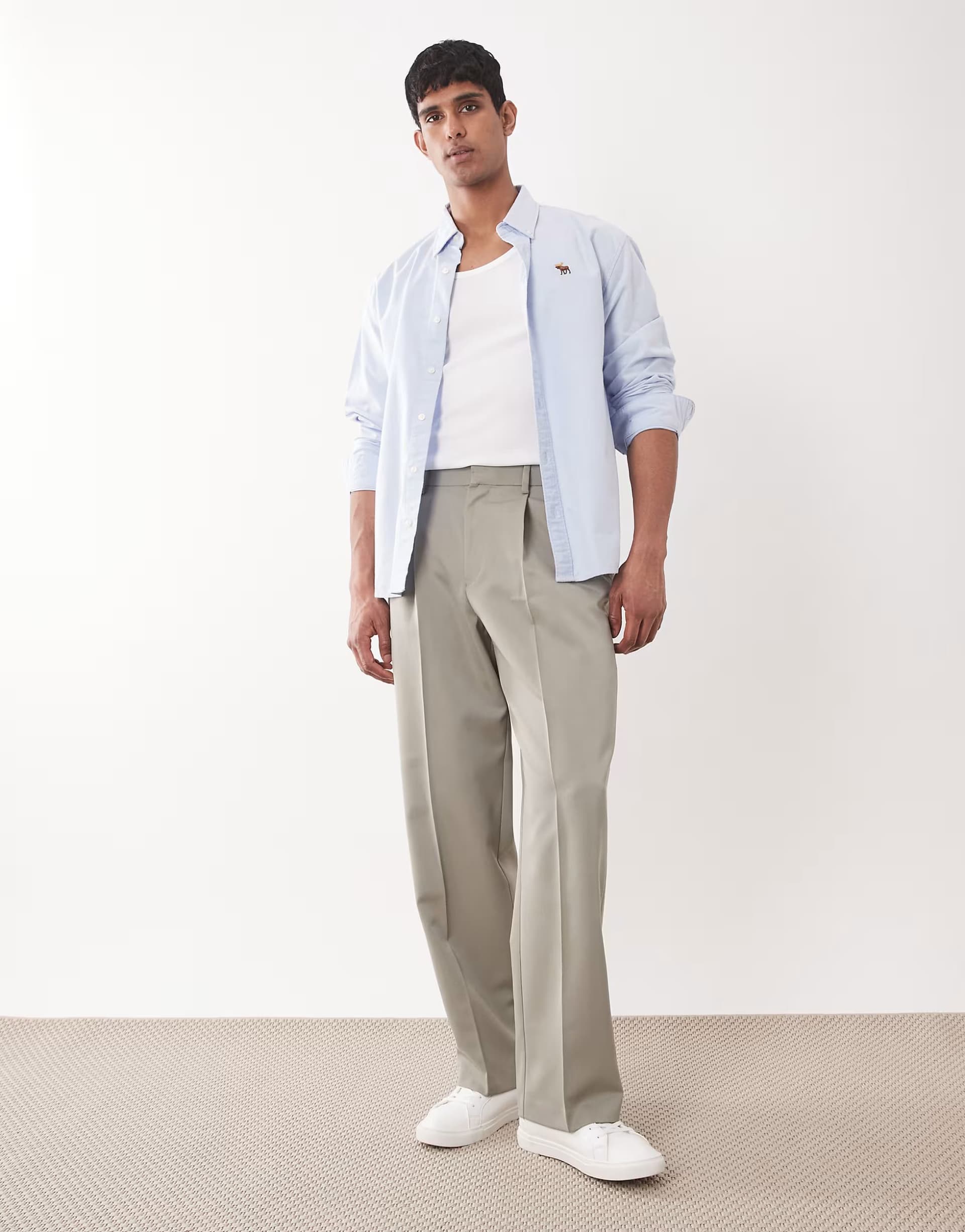ASOS ASOS DESIGN smart pleated wide leg trousers in sage green