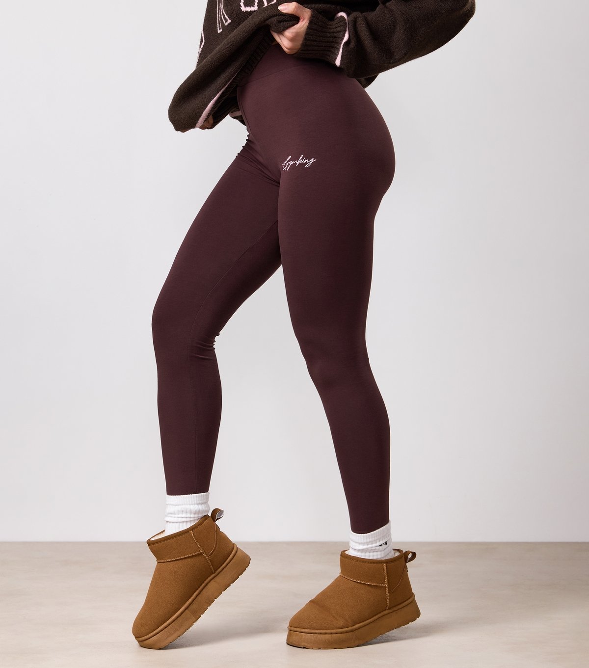 Gym King Women's Dark Brown Script Mindset Leggings Gym King New Look - 2