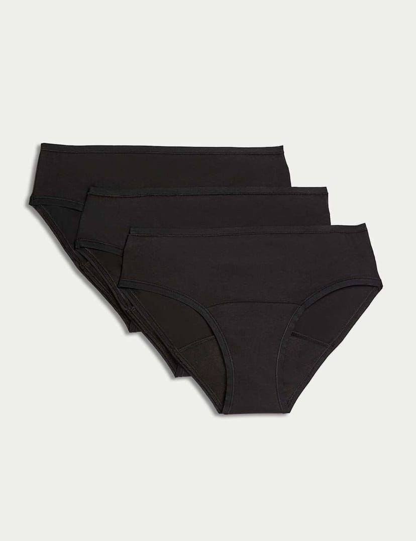 Marks & Spencer M&S 3pk Heavy Absorbency First Period Briefs Black - 1