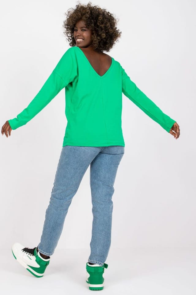 Love Lace Love Lace Women's Larissa Cotton Long Sleeve Basic Blouse Style 162846 in Green - 2