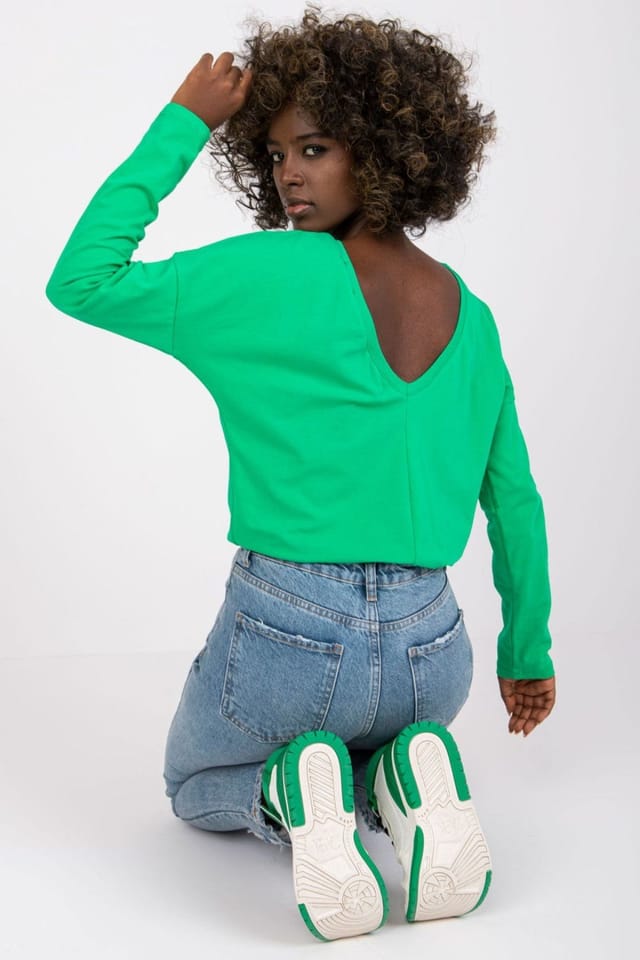 Love Lace Love Lace Women's Larissa Cotton Long Sleeve Basic Blouse Style 162846 in Green - 3