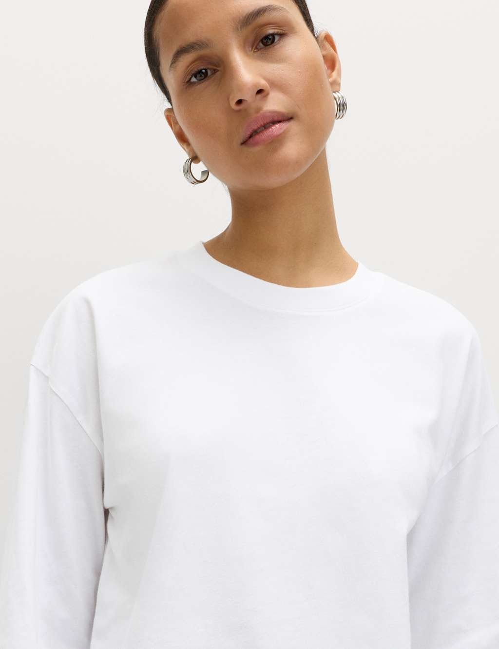 M&S Soft White Pure Cotton Boxy Top