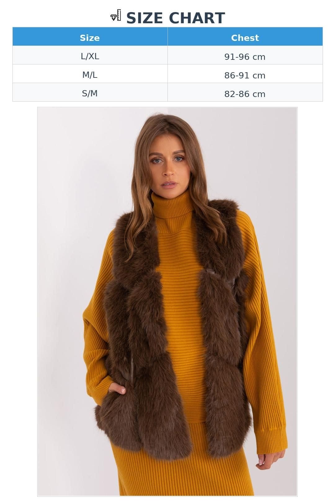 Love Lace Love Lace Women's Lined Faux Fur Vest with Slip Pockets in Brown - 4