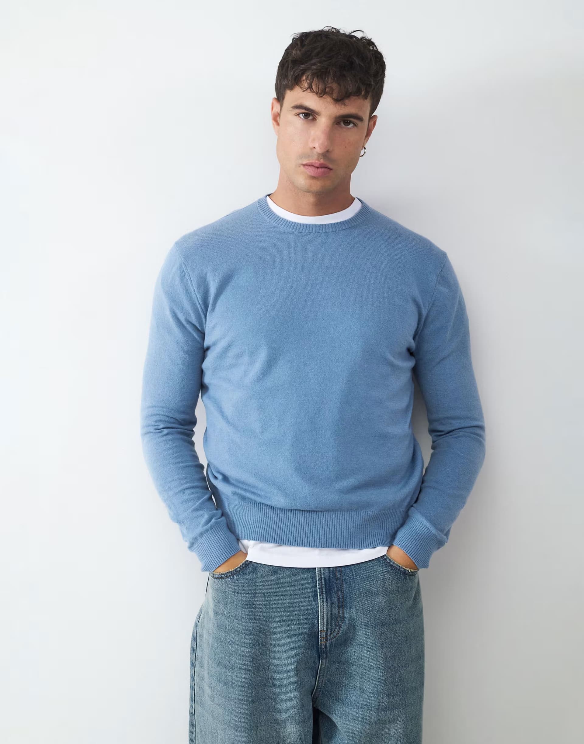 ASOS Balmohk Knitted pullover in navy blue