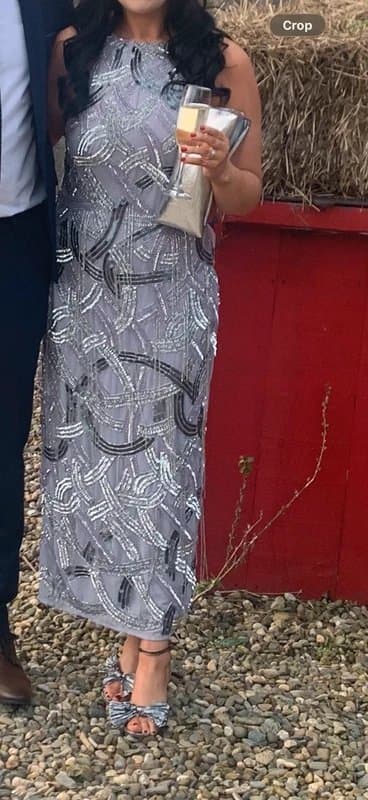 ASOS ASOS heavily embellished sequin dress pewter silver size 10