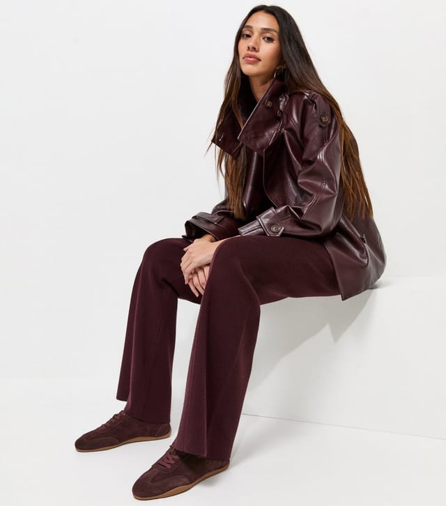 New Look Women's Premium Dark Burgundy Real Suede Lace Up Trainers New Look - 2
