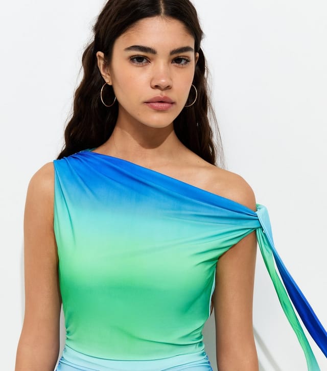New Look Women's Blue Ombre Fallen Shoulder Mini Dress New Look - 3