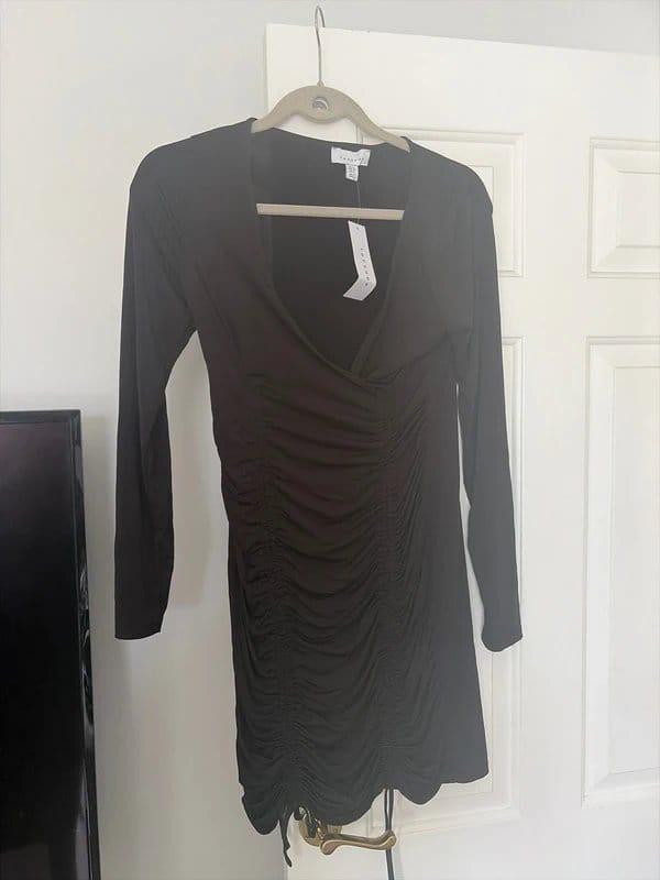 Topshop Ruched black mini dress - 1