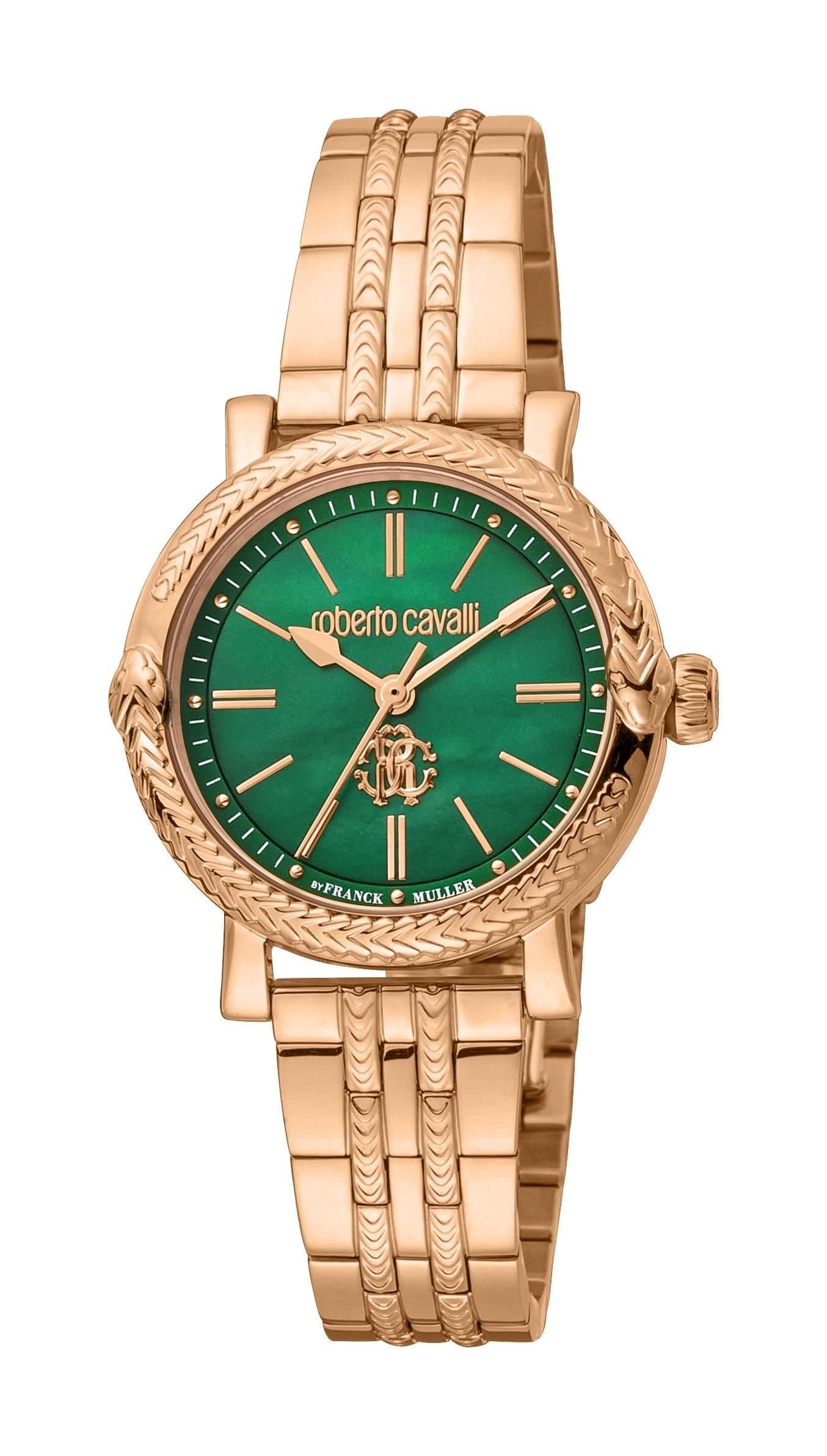 Roberto Cavalli by Franck Muller Roberto Cavalli by Franck Muller Women's Green Dial Rose Gold Stainless Steel Watch