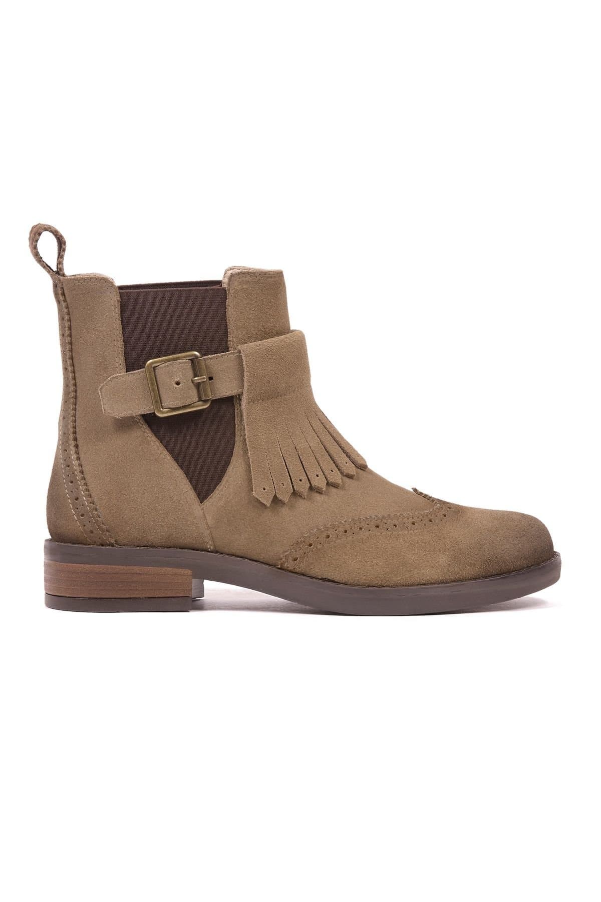 Celtic & Co Celtic & Co Women's Brogue Strap Chelsea Boot in Fawn