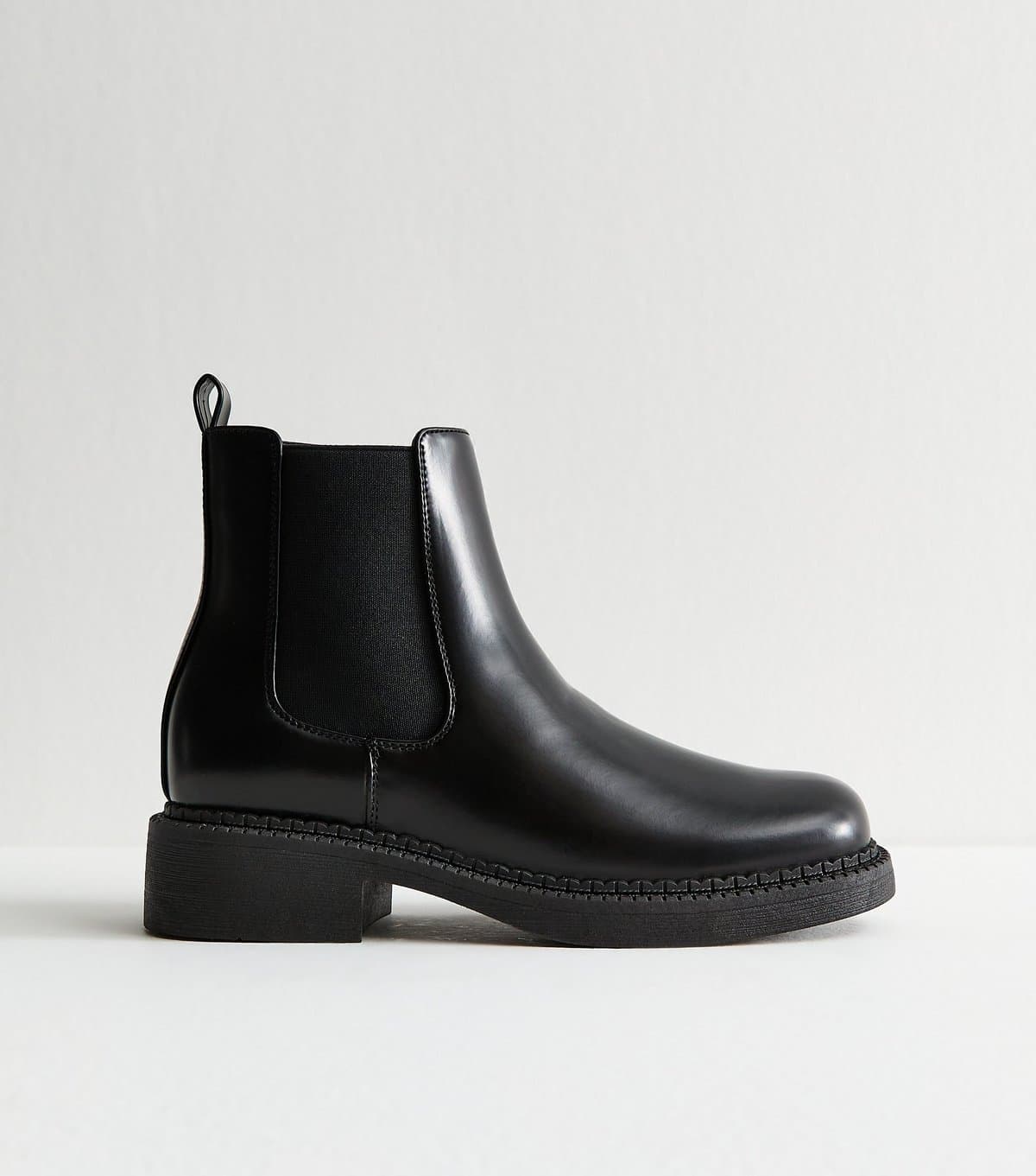 New Look Women's Black Faux Leather Chelsea Ankle Boots New Look