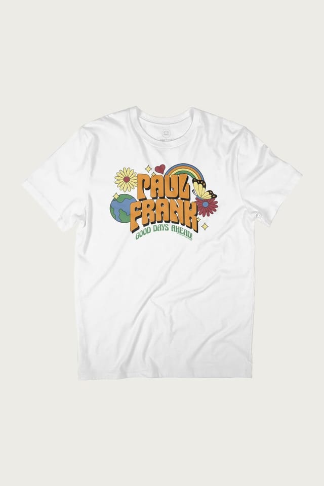 Paul Frank Paul Frank Men's Good Days Ahead 70s Hippy Flowers T-Shirt in White - 2