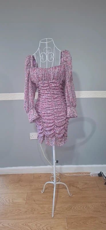 Zara Coquette /Romantic  Floral Zara Ruched Mini Dress | Size S