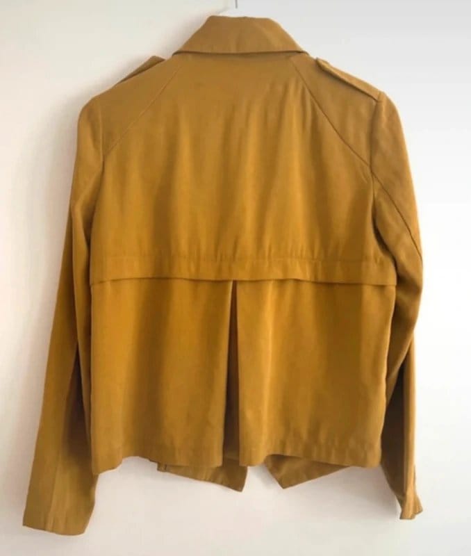 Zara Mustard Waterfall Jacket Drape Front Blazer