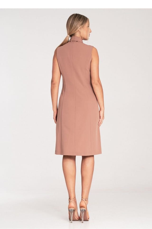 Love Lace Love Lace Women's Elegant Sleeveless Midi Dress Double Breasted in Rose Gold - 3