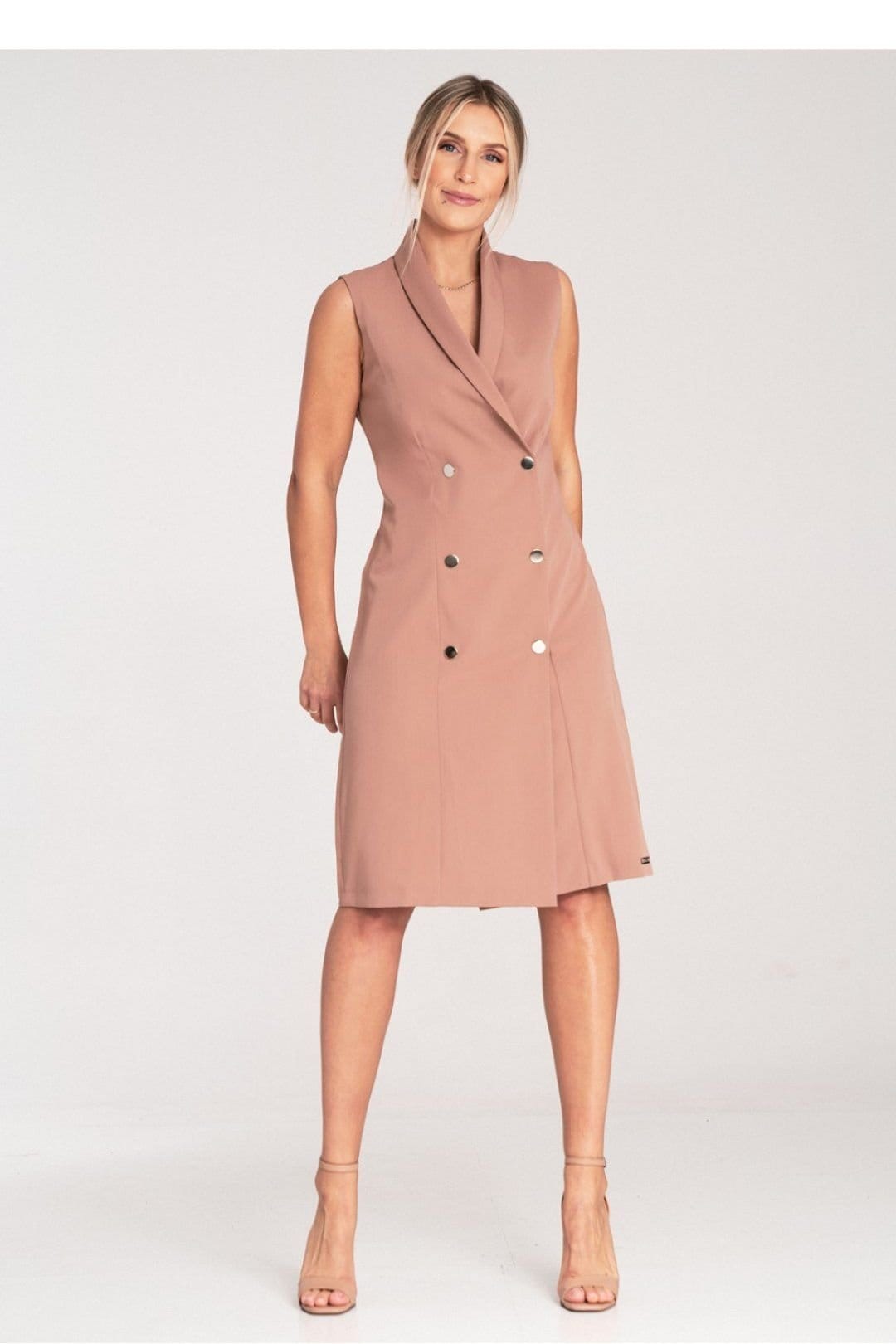 Love Lace Love Lace Women's Elegant Sleeveless Midi Dress Double Breasted in Rose Gold - 4