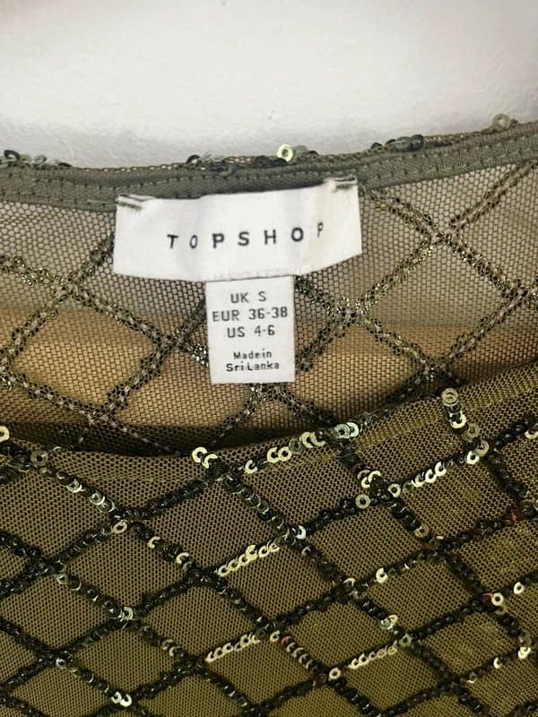 Topshop Topshop sequin sheer top in green