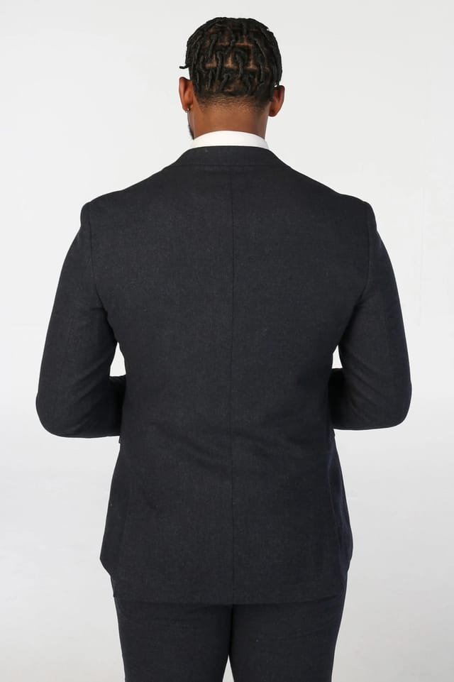 Paul Andrew Paul Andrew Men's Blazer Wool Blend Tweed Sport Coat Tailored Fit in Navy - 3