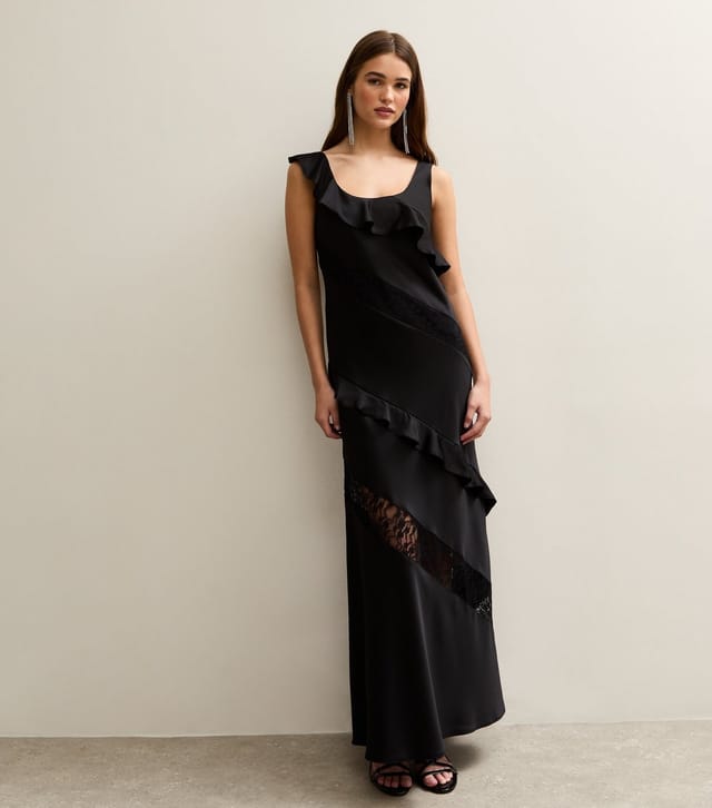 New Look Women's Black Ruffled Lace Trim Maxi Dress New Look - 3