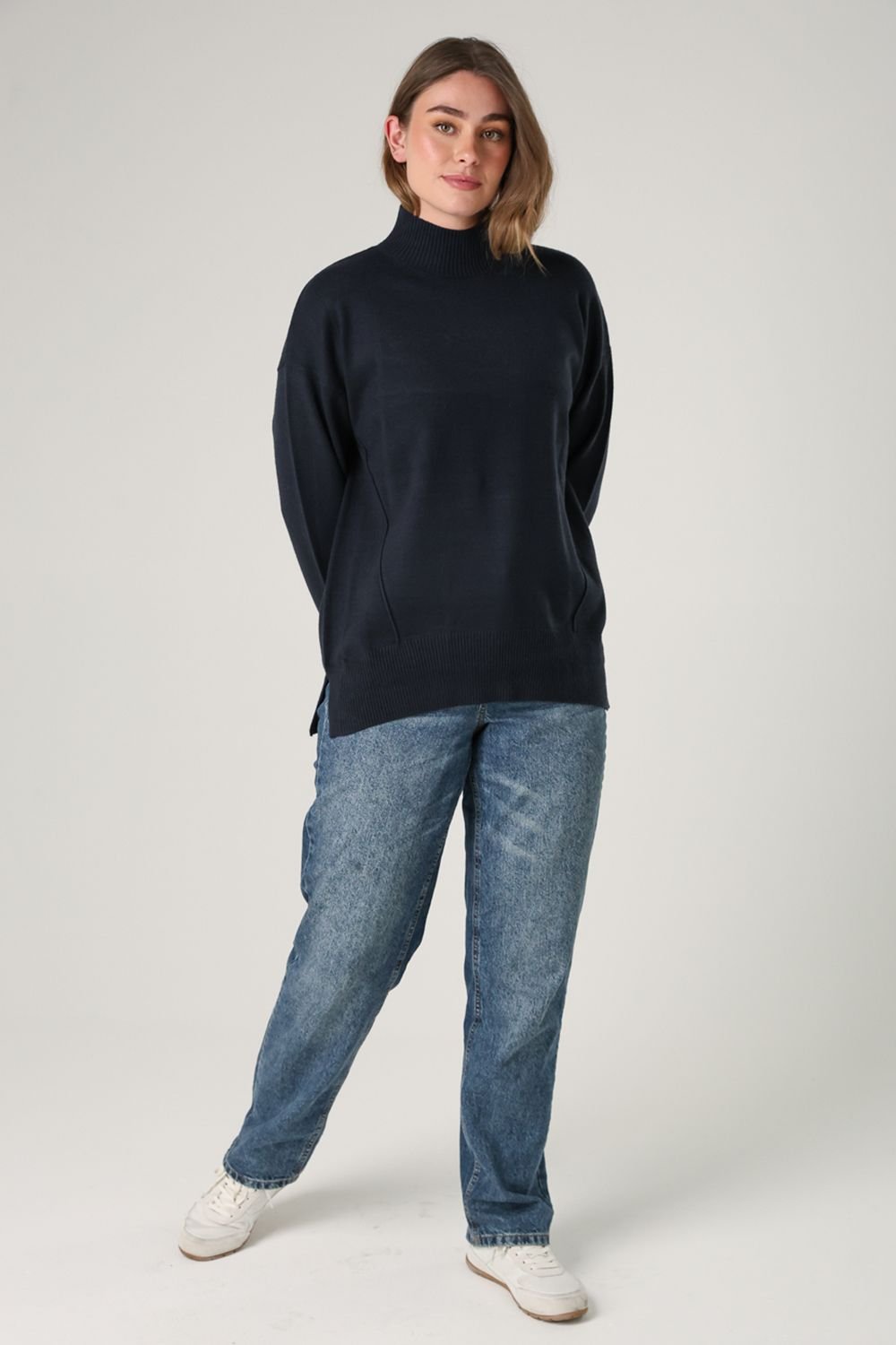 French Connection French Connection Women's Cosy Soft Touch High Neck Seam Jumper in Navy - 3