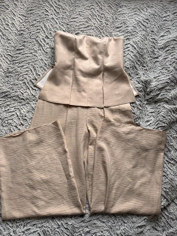 ASOS Stone strapless corset overlay jumpsuit from ASOS
