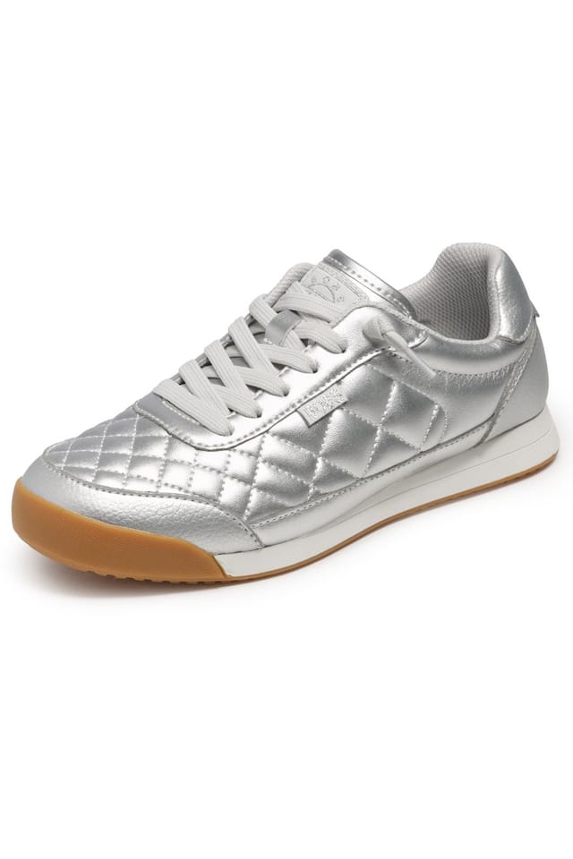 Skechers Skechers Women's BOBS BILLIE WILD COMFORT Quilted Faux Lace Sneaker Silver - 2