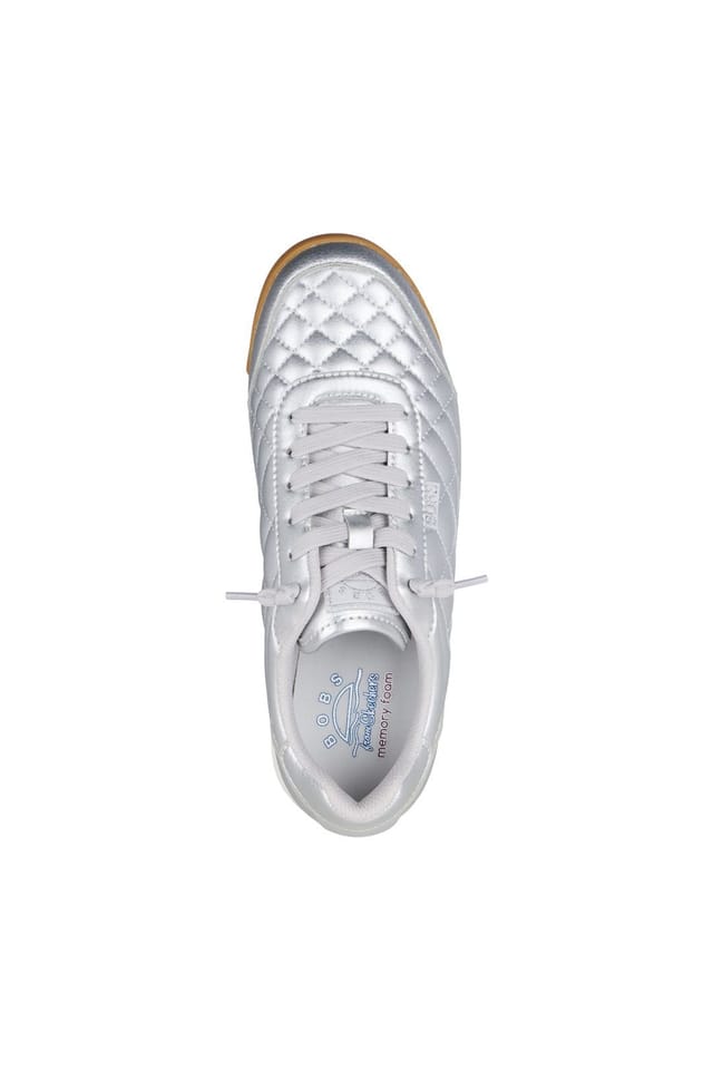 Skechers Skechers Women's BOBS BILLIE WILD COMFORT Quilted Faux Lace Sneaker Silver - 3
