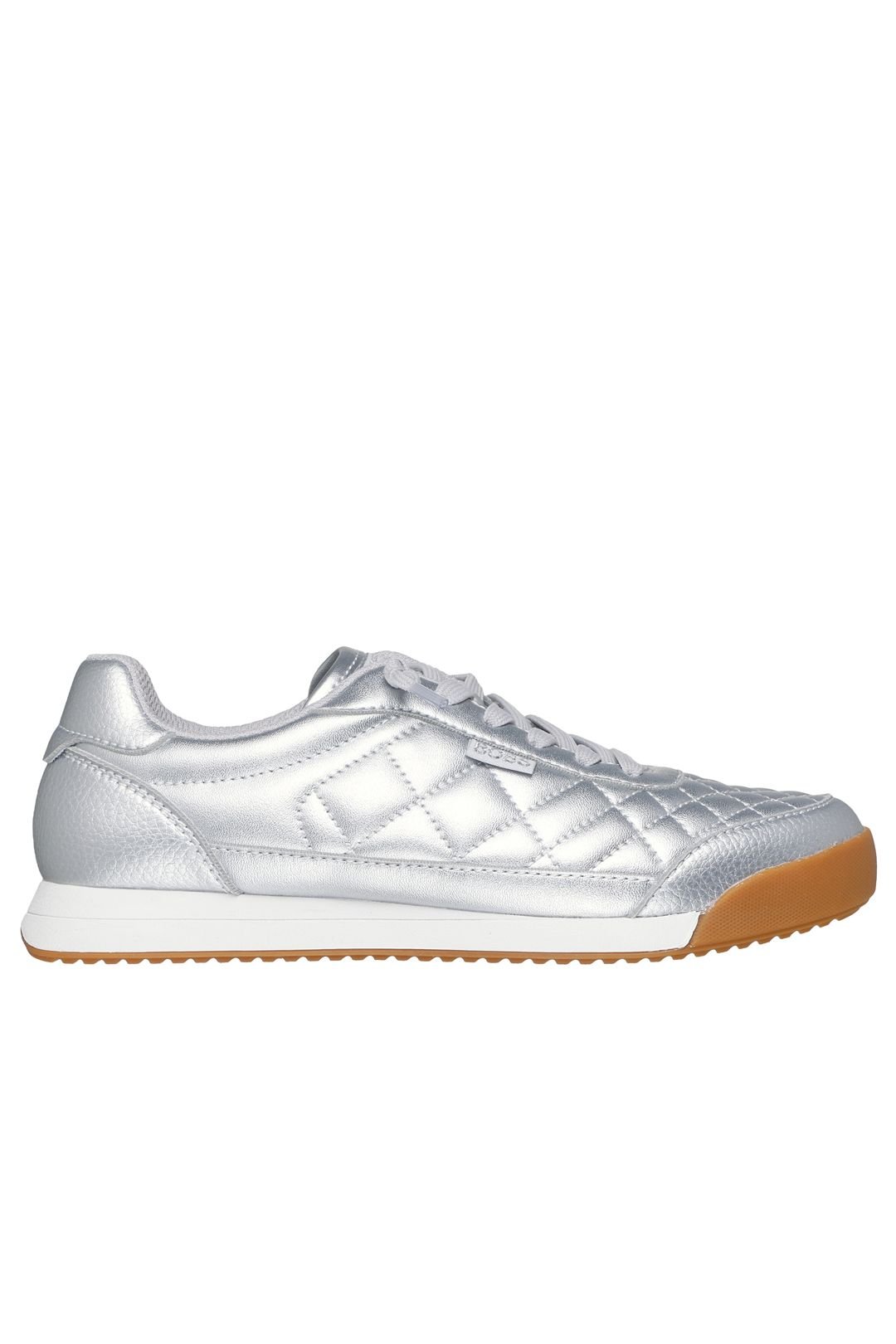 Skechers Skechers Women's BOBS BILLIE WILD COMFORT Quilted Faux Lace Sneaker Silver - 4